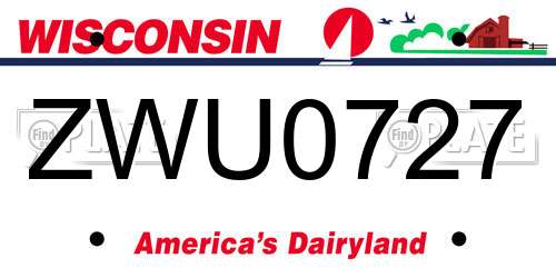 ZWU0727 Wisconsin License Plate