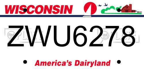 ZWU6278 Wisconsin License Plate