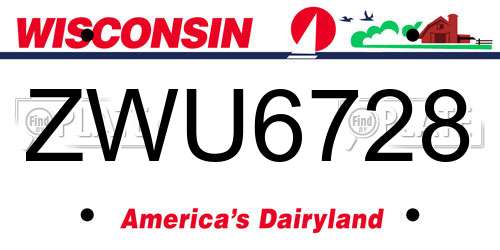 ZWU6728 Wisconsin License Plate