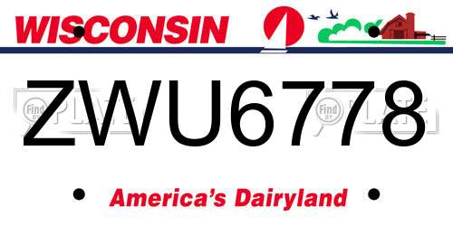 ZWU6778 Wisconsin License Plate