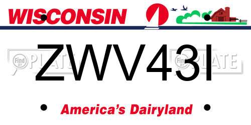 ZWV43I Wisconsin License Plate