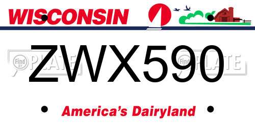 ZWX590 Wisconsin License Plate