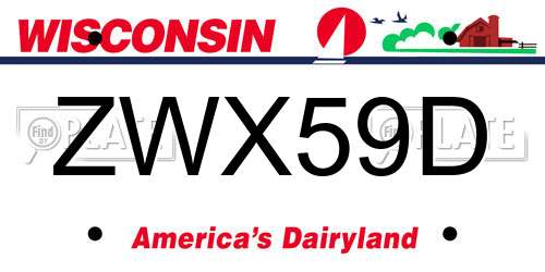 ZWX59D Wisconsin License Plate