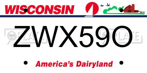 ZWX59O Wisconsin License Plate