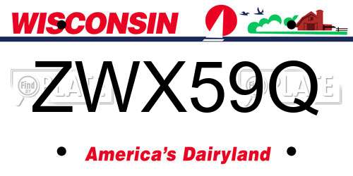 ZWX59Q Wisconsin License Plate