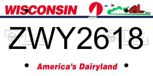 ZWY2618 Wisconsin License Plate