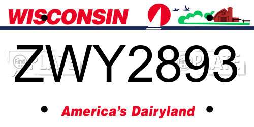 ZWY2893 Wisconsin License Plate