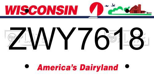 ZWY7618 Wisconsin License Plate