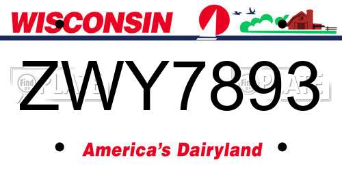 ZWY7893 Wisconsin License Plate