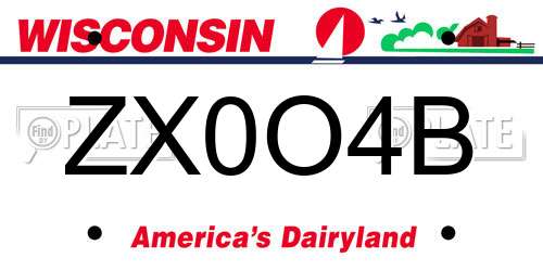 ZX0O4B Wisconsin License Plate