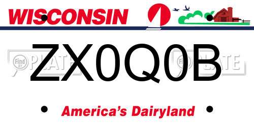 ZX0Q0B Wisconsin License Plate