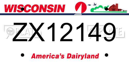 ZX12149 Wisconsin License Plate