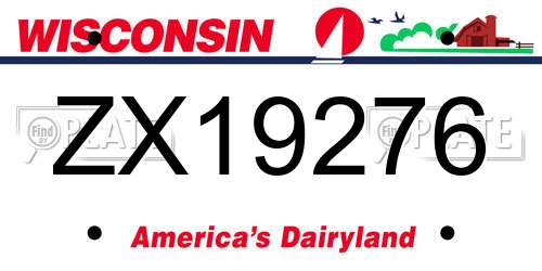 ZX19276 Wisconsin License Plate