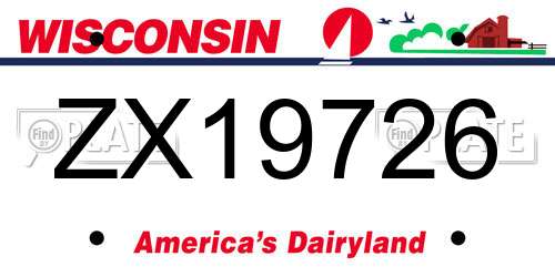 ZX19726 Wisconsin License Plate