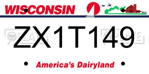 ZX1T149 Wisconsin License Plate