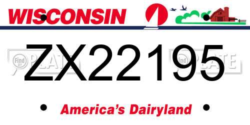 ZX22195 Wisconsin License Plate