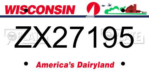 ZX27195 Wisconsin License Plate