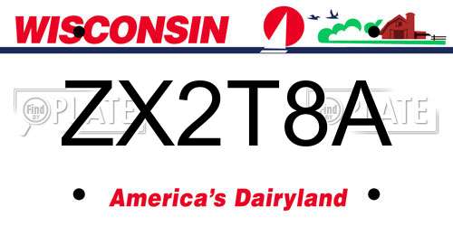 ZX2T8A Wisconsin License Plate