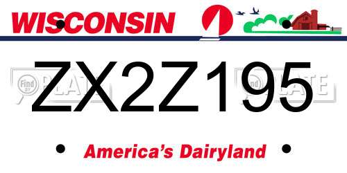 ZX2Z195 Wisconsin License Plate