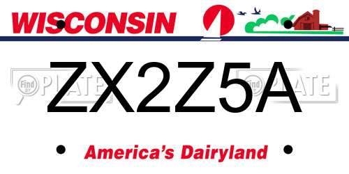 ZX2Z5A Wisconsin License Plate