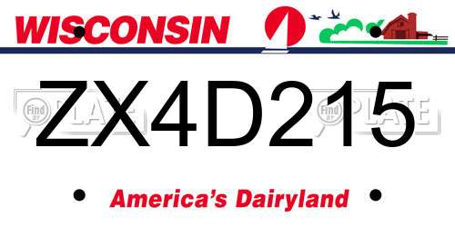 ZX4D215 Wisconsin License Plate