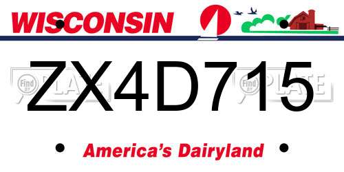 ZX4D715 Wisconsin License Plate
