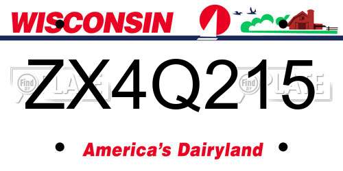 ZX4Q215 Wisconsin License Plate