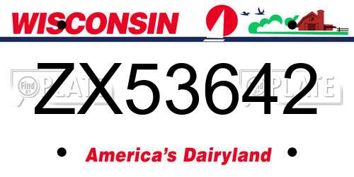 ZX53642 Wisconsin License Plate