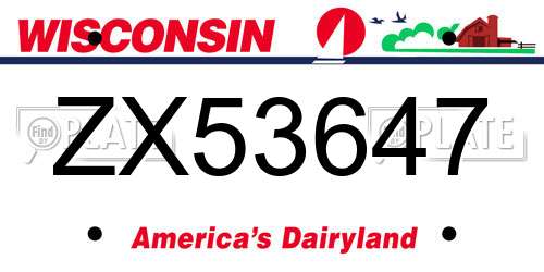 ZX53647 Wisconsin License Plate