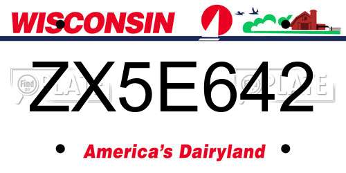 ZX5E642 Wisconsin License Plate