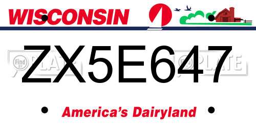 ZX5E647 Wisconsin License Plate