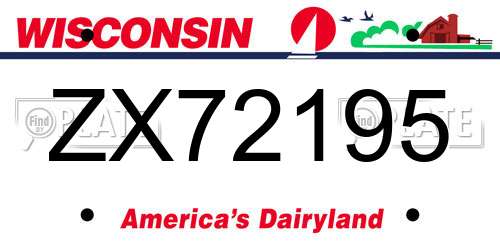 ZX72195 Wisconsin License Plate