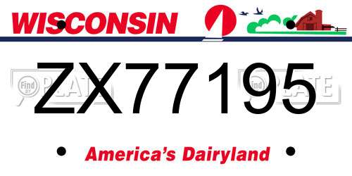 ZX77195 Wisconsin License Plate