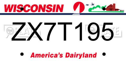 ZX7T195 Wisconsin License Plate