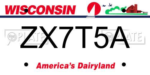 ZX7T5A Wisconsin License Plate