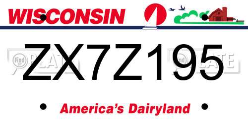 ZX7Z195 Wisconsin License Plate