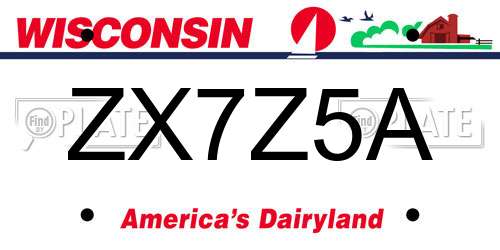 ZX7Z5A Wisconsin License Plate