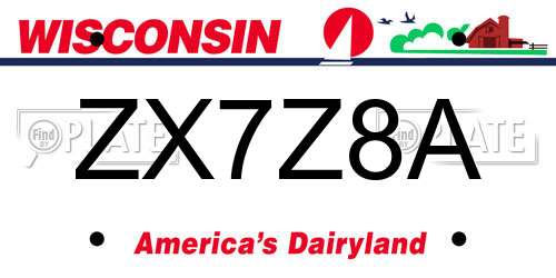 ZX7Z8A Wisconsin License Plate