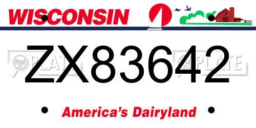 ZX83642 Wisconsin License Plate