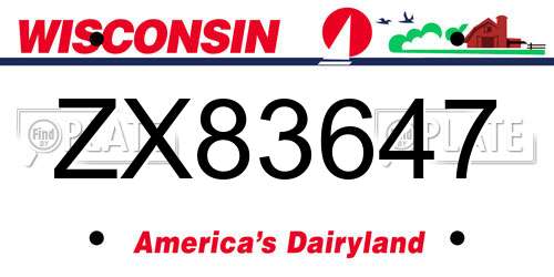 ZX83647 Wisconsin License Plate
