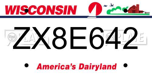 ZX8E642 Wisconsin License Plate