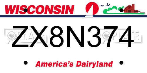 ZX8N374 Wisconsin License Plate