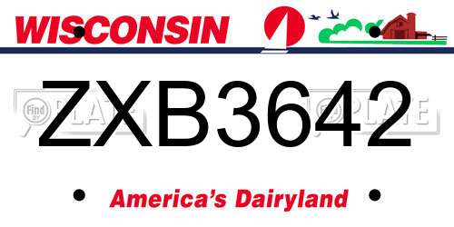 ZXB3642 Wisconsin License Plate
