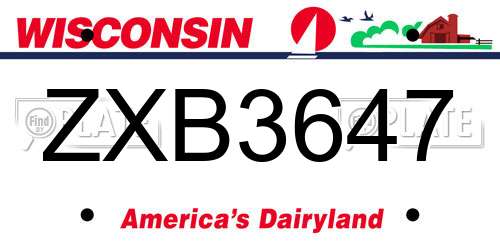ZXB3647 Wisconsin License Plate