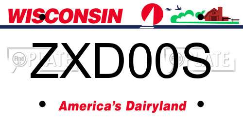ZXD00S Wisconsin License Plate