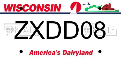 ZXDD08 Wisconsin License Plate