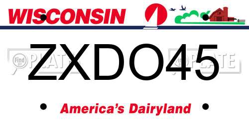 ZXDO45 Wisconsin License Plate