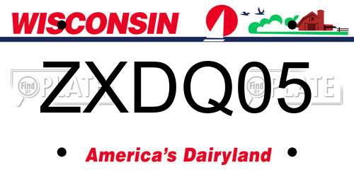 ZXDQ05 Wisconsin License Plate