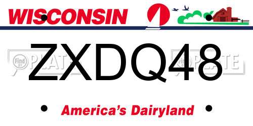 ZXDQ48 Wisconsin License Plate