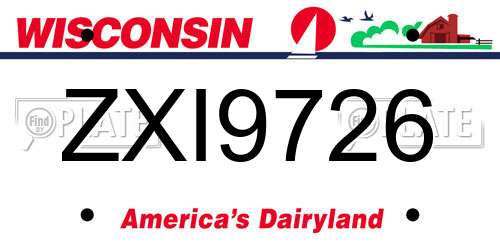 ZXI9726 Wisconsin License Plate